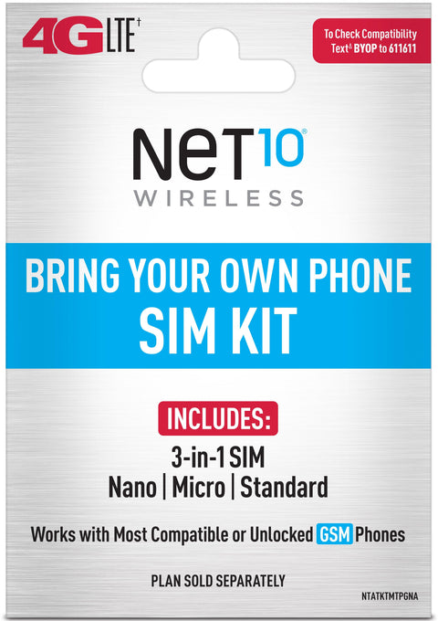 Net10 - Keep Your Own Phone Sim Card Kit - PrePaid Phone Zone